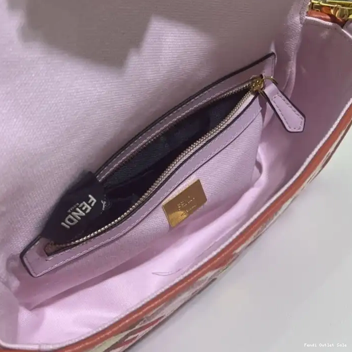 Affordable Bag Canvas Motif In Fendi Baguette FF Pink Multi Medium 0320