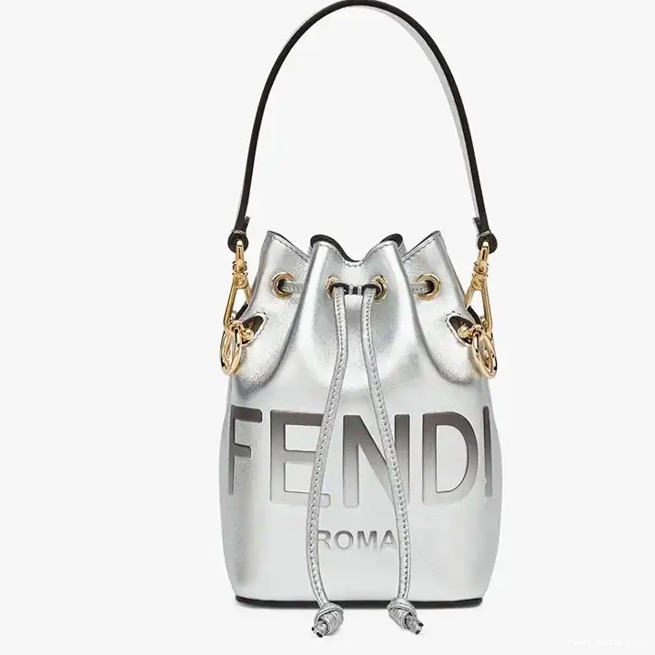 Cheap Calf Silver Mini Leather Mon Logo Bag Tresor In ROMA Bucket Fendi 0306