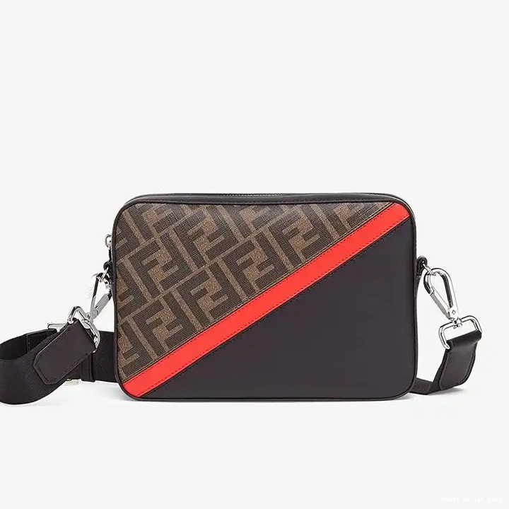 Fendi Compact Brown FF Motif In Case Fabric Red Camera 0312