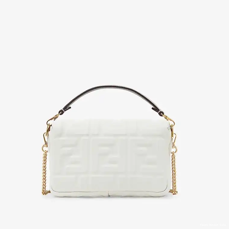 Affordable In White Motif FF Mini Leather Baguette Bag Nappa Fendi 0312