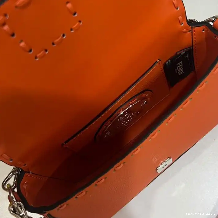 Cheap In Cuoio Selleria Fendi Baguette Romano Bag Leather Orange Mini 0304