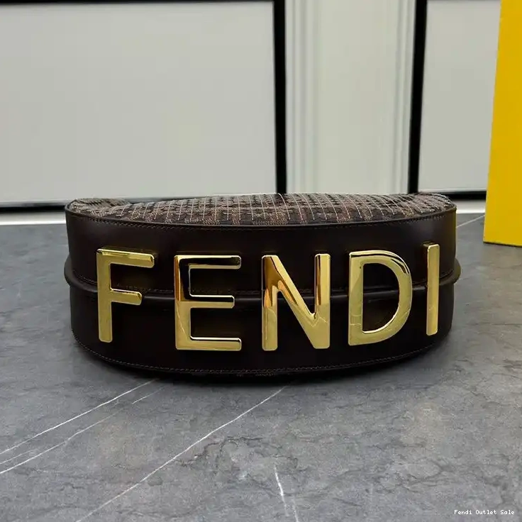 Cheap Brown Hobo In Fendi FF Motif Fendigraphy with Small Sequins Fabric Bag 0319
