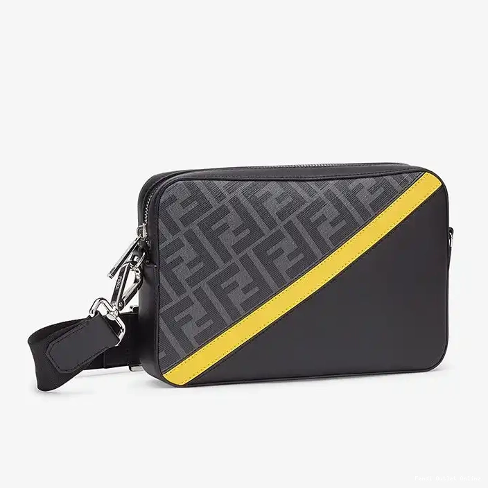 Affordable FF In Motif Black Fabric Yellow Fendi Case Camera Compact 0313