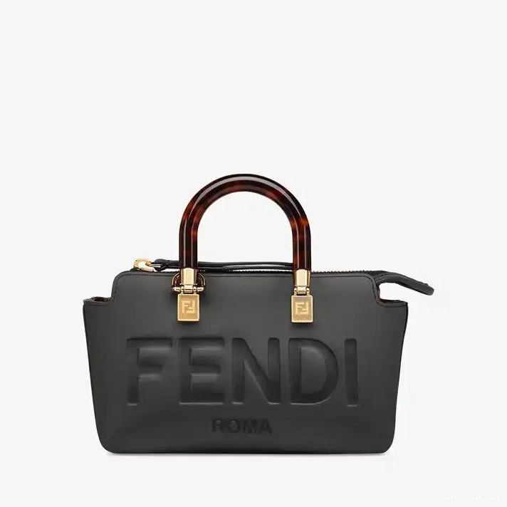 Logo In Fendi Mini Leather Black By The Way Bag Boston ROMA Calf 0312