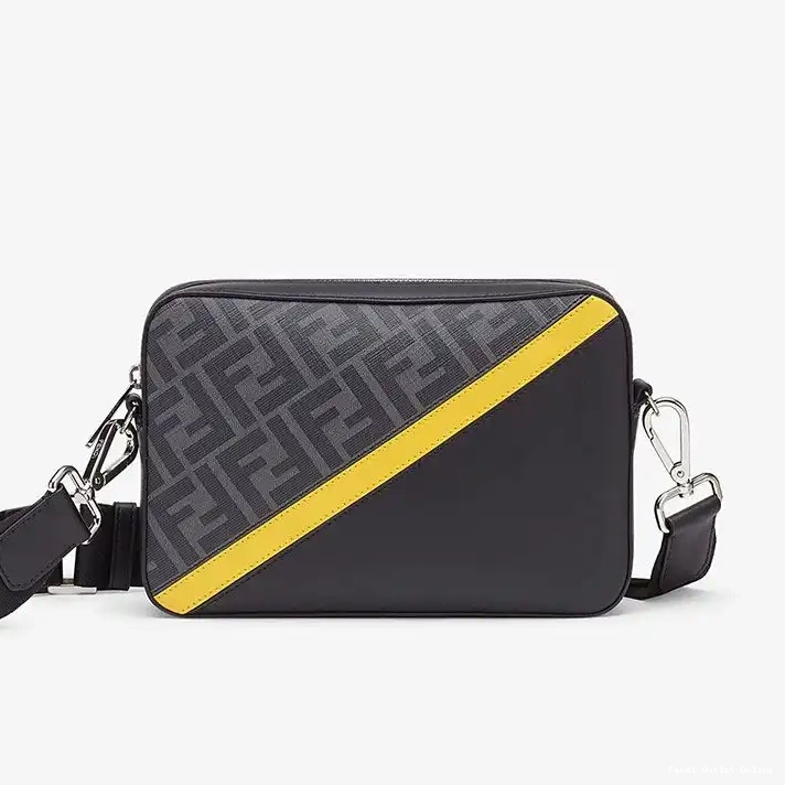 Affordable FF In Motif Black Fabric Yellow Fendi Case Camera Compact 0313