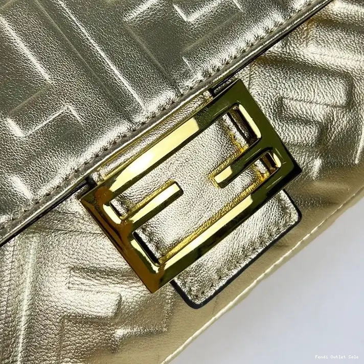 Affordable Medium FF Motif In Nappa Leather Bag Fendi Gold Baguette 0307