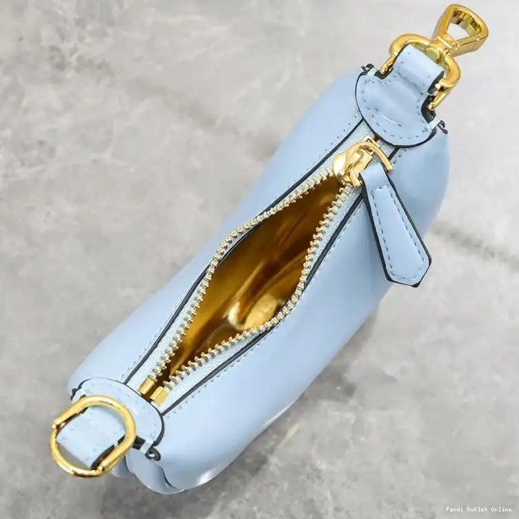 Cheap Hobo Calf In Fendigraphy Fendi Blue Leather Sky Nano Bag 0322