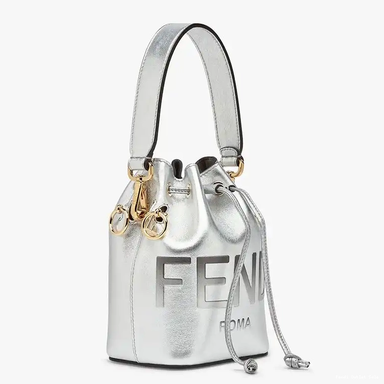 Cheap Calf Silver Mini Leather Mon Logo Bag Tresor In ROMA Bucket Fendi 0306