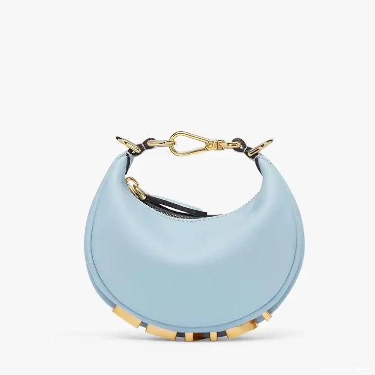 Cheap Hobo Calf In Fendigraphy Fendi Blue Leather Sky Nano Bag 0322
