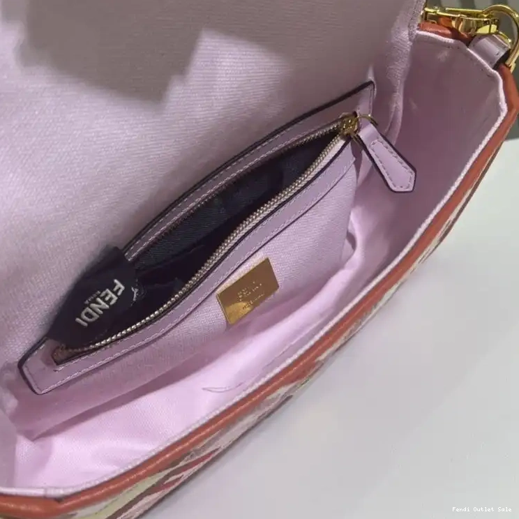 Cheap Canvas In Medium Motif Multi FF Fendi Baguette Pink Bag 0319