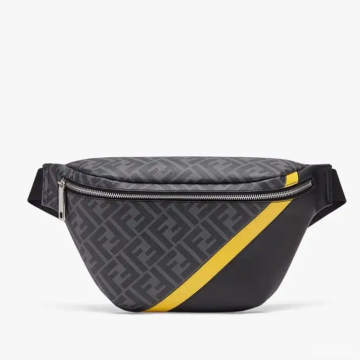 Cheap Bag Black Fendi In Belt FF Motif Yellow Fabric 0303