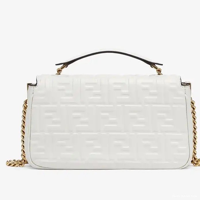 Cheap Nappa Midi In FF Baguette Leather Chain Fendi White Bag Motif 0305