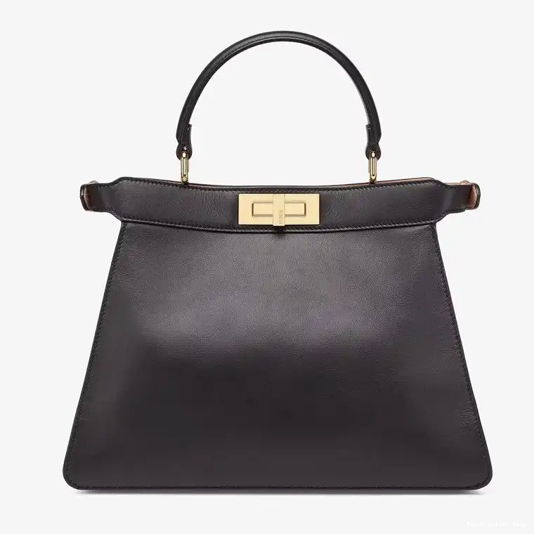 Cheap Black Fendi Peekaboo ISeeU Nappa Bag Laether Medium In 0317