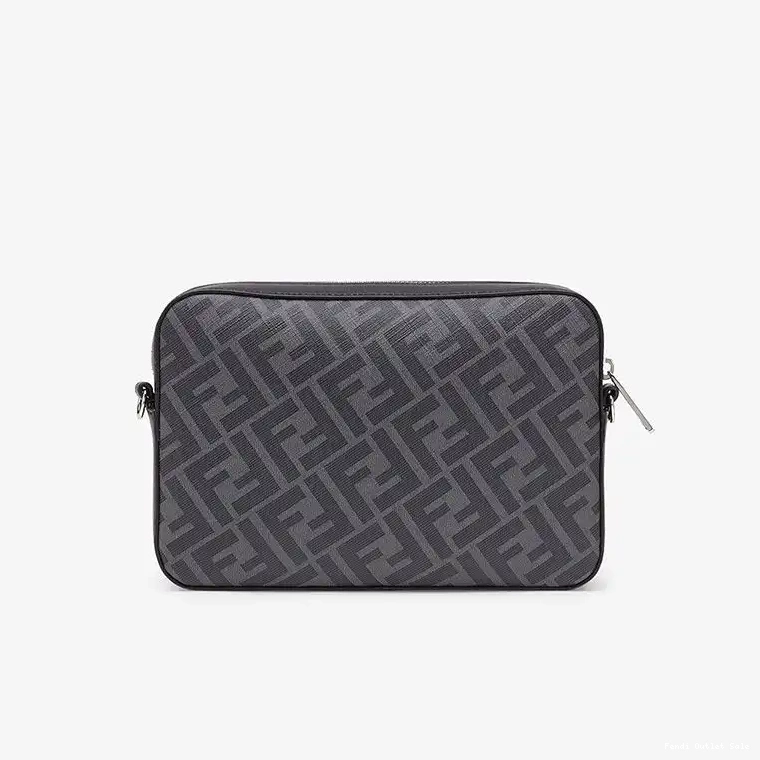 Cheap Compact Camera Black Fendi FF Yellow Fabric In Motif Case 0315