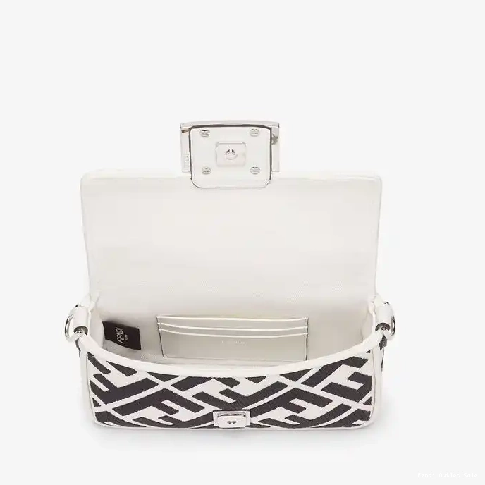 Affordable FF White Motif Bag In Canvas Baguette Black Mini Fendi 0311