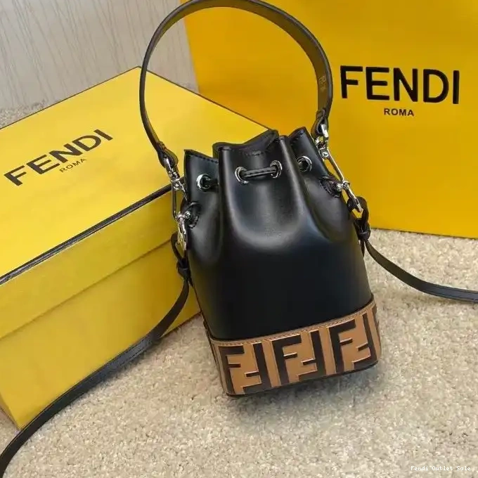 Affordable Motif Leather Fendi In Brown FF Mini Calf Mon Bucket Tresor Black Bag 0316