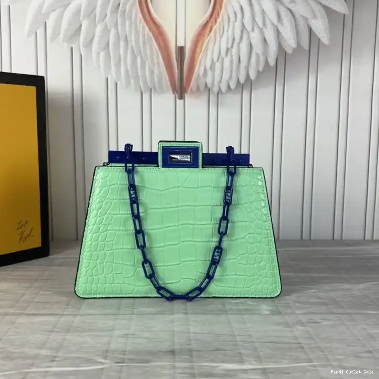 Cheap Green Fendi Cut In Peekaboo Leather Crocodile Mini Bag 0306