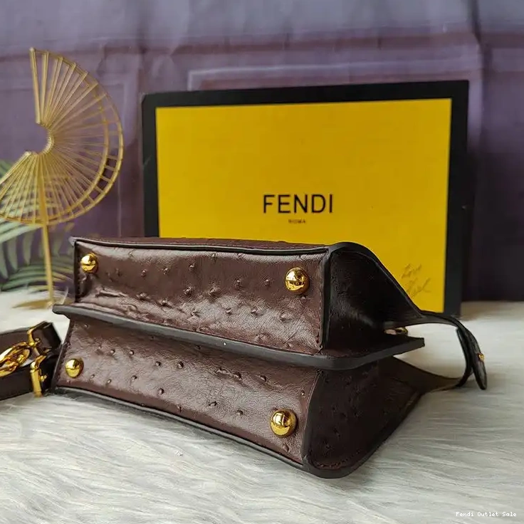 Cheap Coffee In Fendi Peekaboo Leather Petite Ostrich Bag ISeeU 0303