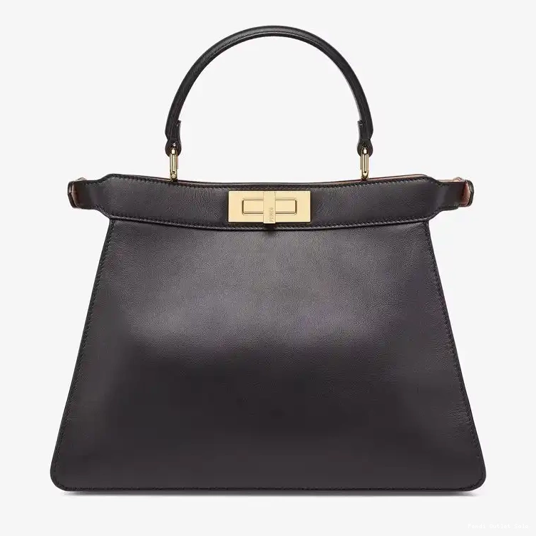 Affordable In Medium Laether Fendi Bag Peekaboo Nappa ISeeU Black 0311