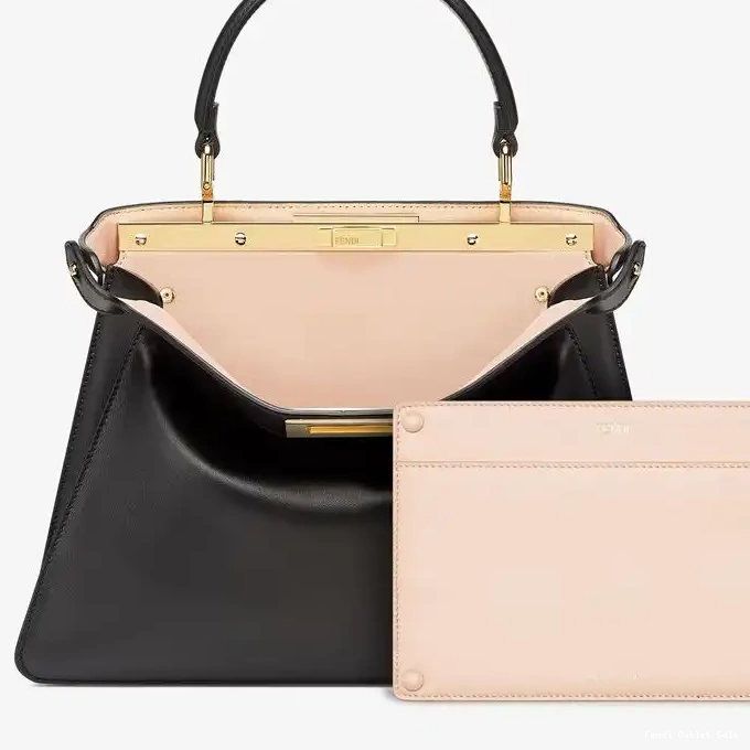 Cheap Black Fendi Peekaboo ISeeU Nappa Bag Laether Medium In 0317