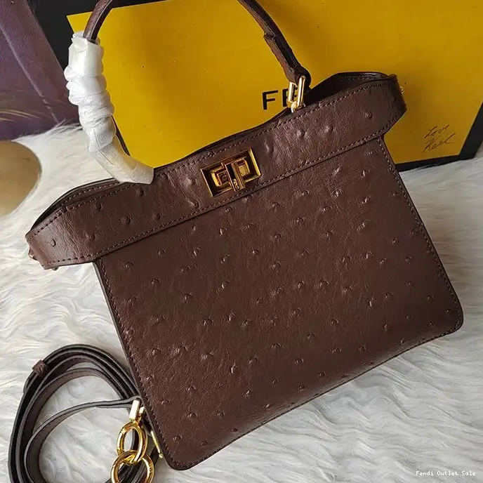 Cheap Coffee In Fendi Peekaboo Leather Petite Ostrich Bag ISeeU 0303