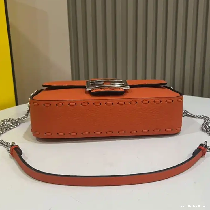 Cheap In Cuoio Selleria Fendi Baguette Romano Bag Leather Orange Mini 0304