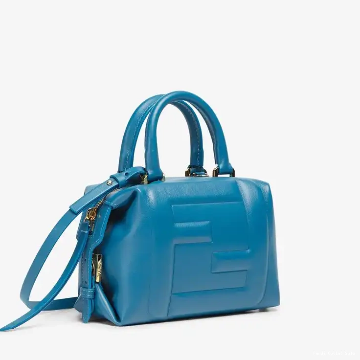 Cheap Leather Fendi Bag Cube Blue FF Mini In Nappa 0303