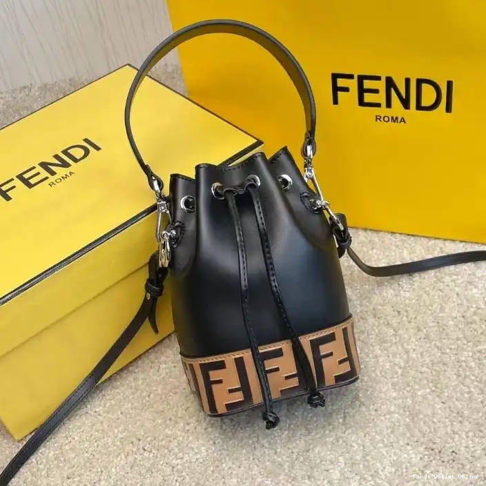 Bag Tresor Leather In Calf Mini Motif FF Brown Fendi Mon Black Bucket 0304