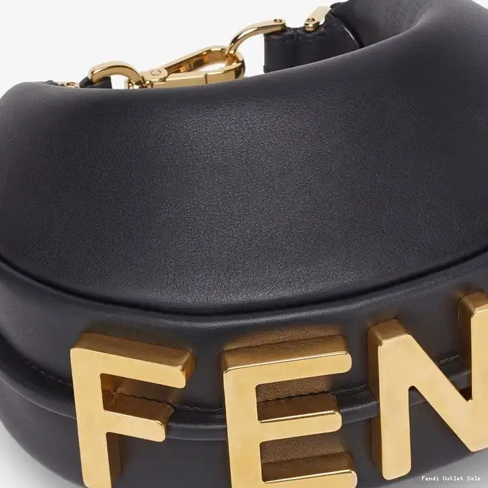 Affordable Fendigraphy Leather Hobo Fendi Bag Mini Calf Black In 0319