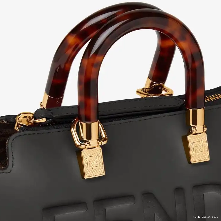 Cheap Logo In Fendi Mini Leather Black By The Way Bag Boston ROMA Calf 0312