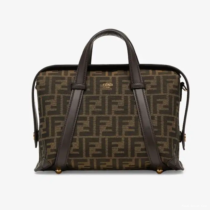 Medium In Fabric 365 Fendi Bag Motif FF Brown Boston 0321