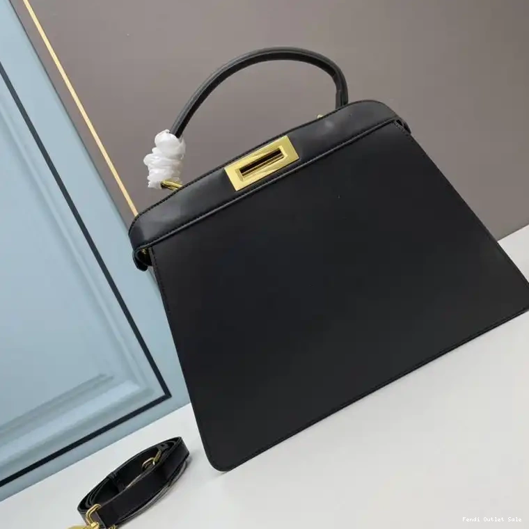 Cheap Black Fendi Peekaboo ISeeU Nappa Bag Laether Medium In 0317