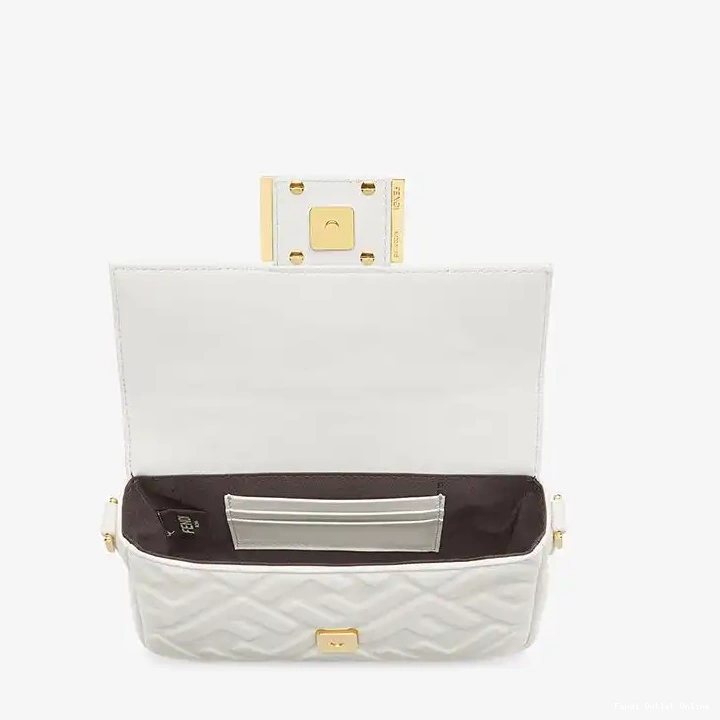 Cheap In Bag Leather Baguette Fendi Mini FF Nappa White Motif 0304