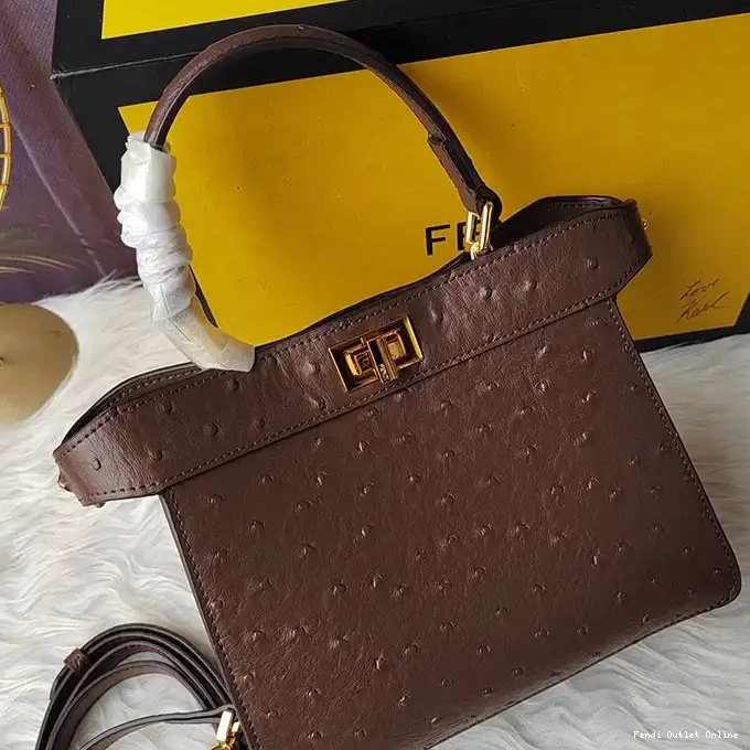 Bag Ostrich ISeeU Peekaboo In Fendi Coffee Petite Leather 0304