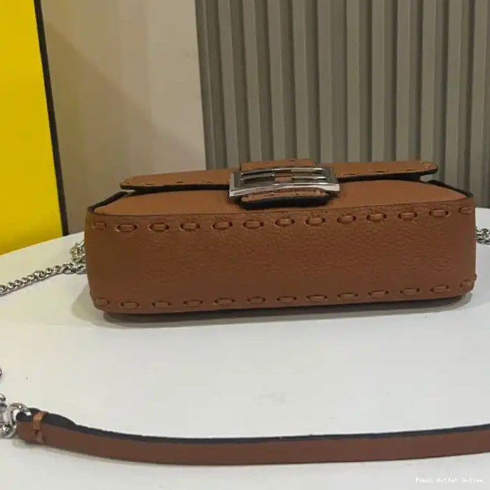 Cheap Baguette In Leather Mini Romano Cuoio Fendi Bag Selleria Brown 0317