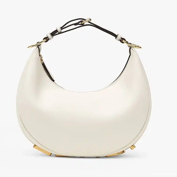 Calf Small Fendigraphy Bag Hobo In Leather Fendi White 0320