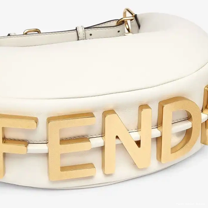 Cheap Calf Leather Bag Hobo White Small In Fendigraphy Fendi 0317