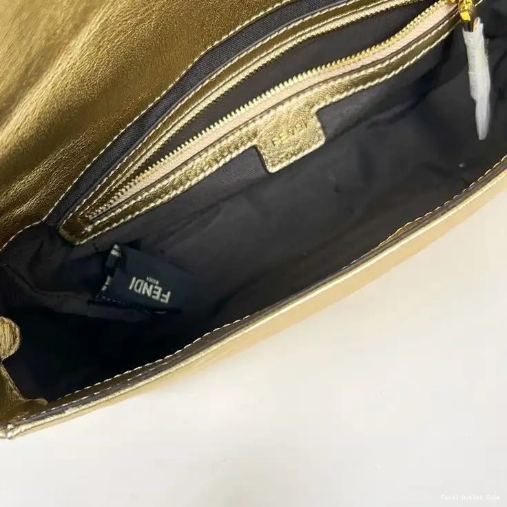 Affordable Medium FF Motif In Nappa Leather Bag Fendi Gold Baguette 0307