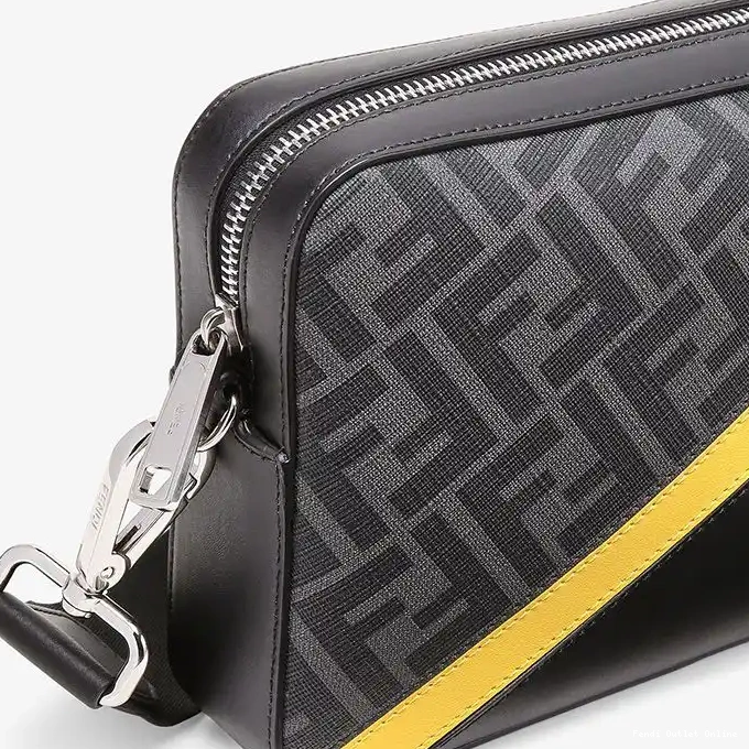 Affordable FF In Motif Black Fabric Yellow Fendi Case Camera Compact 0313