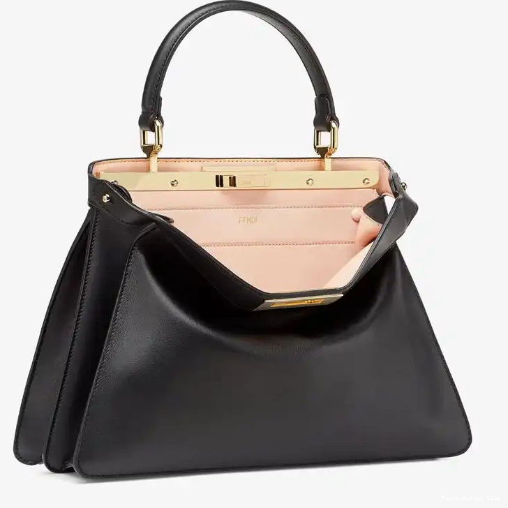 Affordable In Medium Laether Fendi Bag Peekaboo Nappa ISeeU Black 0311