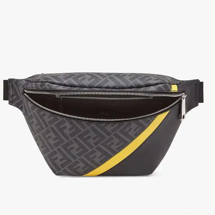 Cheap Bag Black Fendi In Belt FF Motif Yellow Fabric 0303