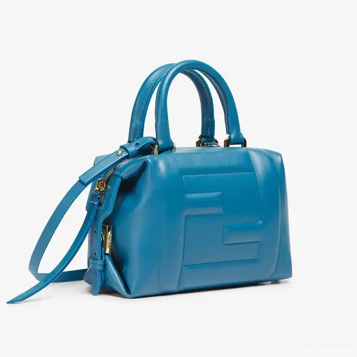 Affordable Cube Mini Leather Nappa Blue In FF Fendi Bag 0304