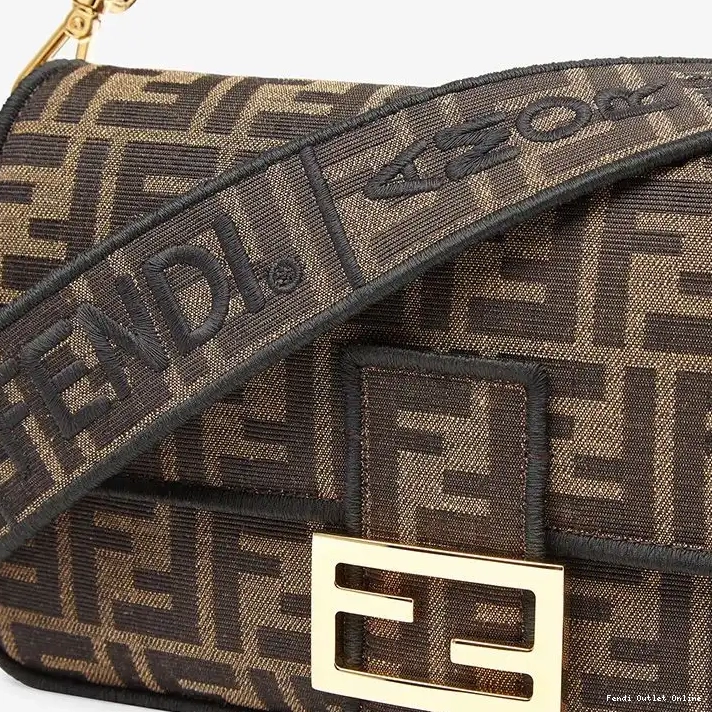 Cheap Medium Fendi Fabric Motif Bag FF Brown Baguette In 0304