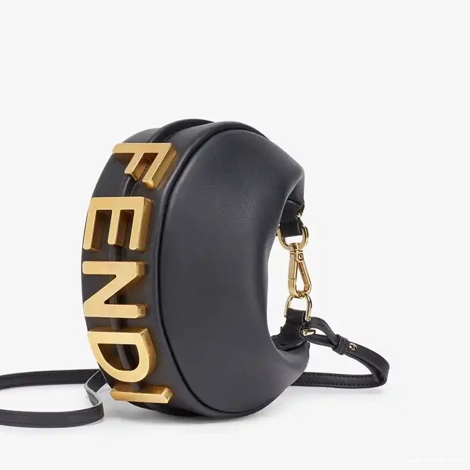 Fendigraphy Leather Hobo Fendi Bag Mini Calf Black In 0319
